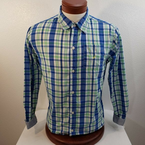 Nautica Boys Men Button Up Shirt Size 18/20 Long S - Picture 8 of 8